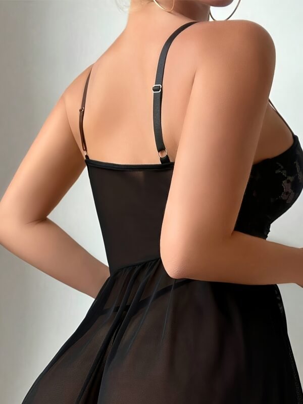 Sexy Patchwork Lace Thin Shoulder Strap Fashionable Design Set, Women's Erotic Clothing - Image 4